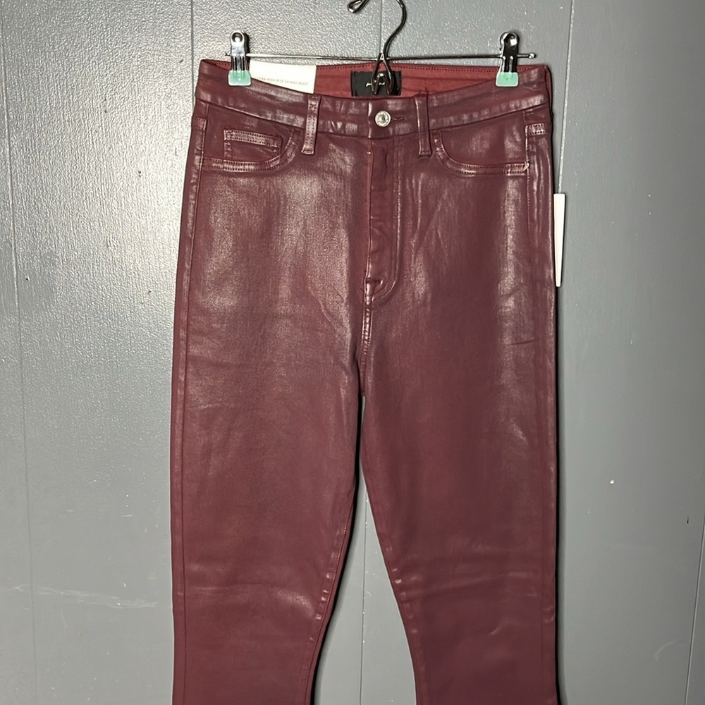 7 For All Mankind Ultra High Rise Skinny Bootcut in Coated Ruby Rust - Picture 12 of 14